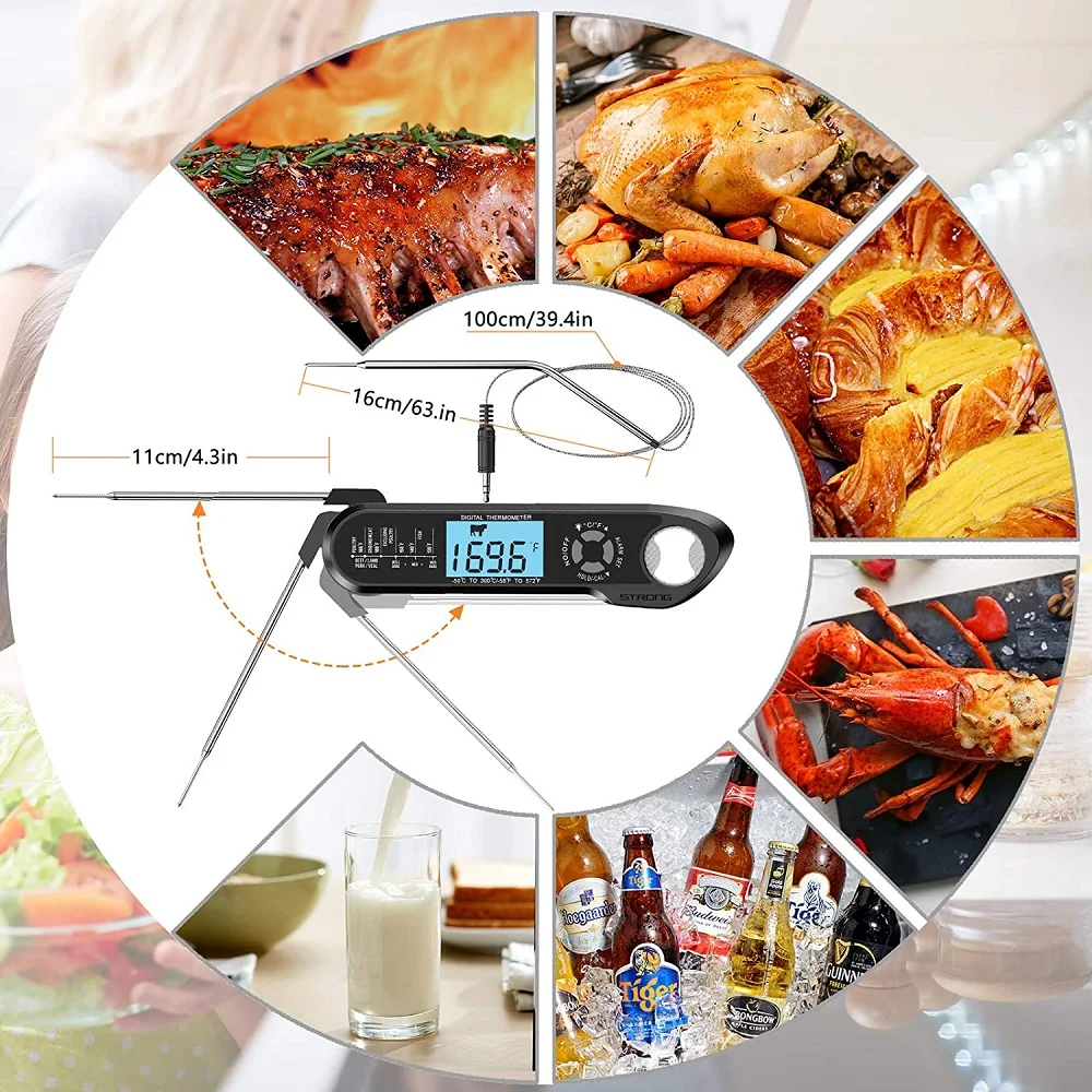 Hrane Kuhinjski Termometer Termometer Digitalni Termometer Mesa Termometer BBQ Nepremočljiva Kuhanje Orodja Dvojno Sonda Design