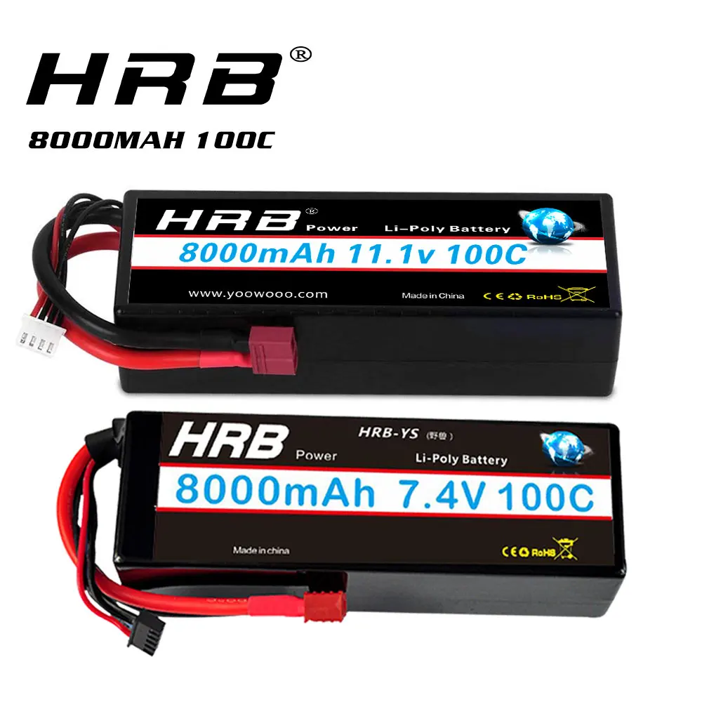 HRB RC-Lipo Akumulator 2S 3S Lipo 8000mah 7.4 v 11.1 v 100C XT60 Primeru Težko Za Traxxass rc pošasti, tovornjak 1/10 1/12 Avto Čolni XL10