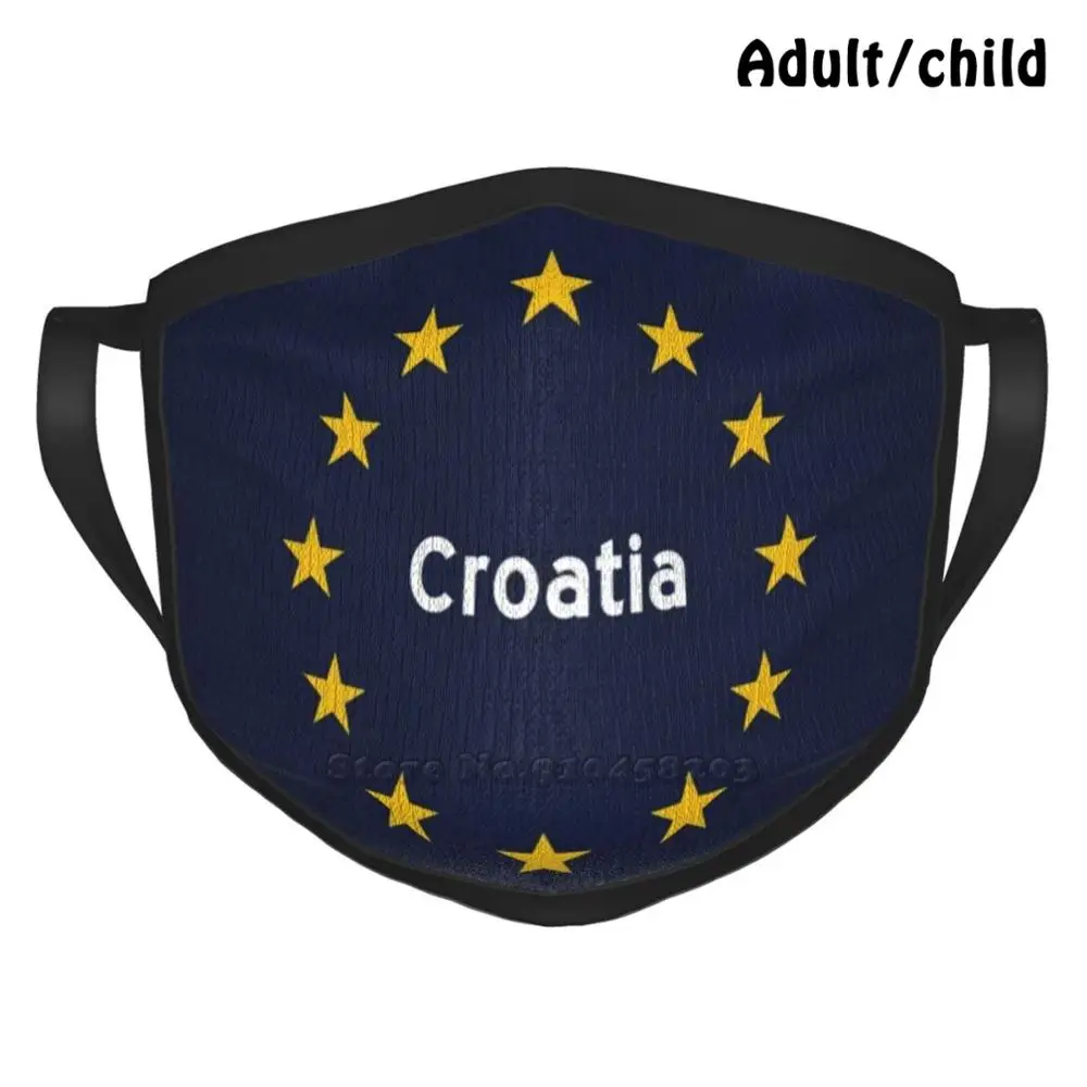 Hrvaška Evropska Unija Prijavite Pm2.5 Proti Prahu Diy Za Večkratno Uporabo Masko Hrvaška Evropa Evropa Unije Prijavite Zvezde, Zastave Politika