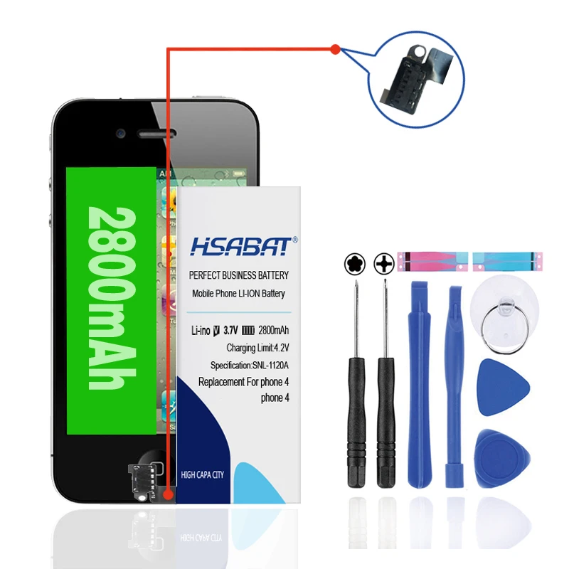 HSABAT 2800mAh Uporaba Baterije za iphone 4 za iphone4 za iphone 4G za iphone4G Baterije brez orodja+Plaketa