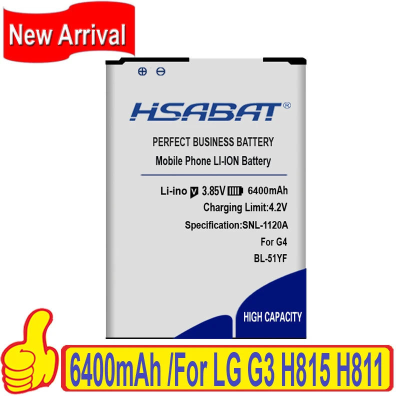 HSABAT 6400mAh BL-51YF BL-51YH Baterija za LG G4 H811 H810 VS999 V32 VS986 LS991 f in 500 F500S F500K F500L H815 H81 H818 H819
