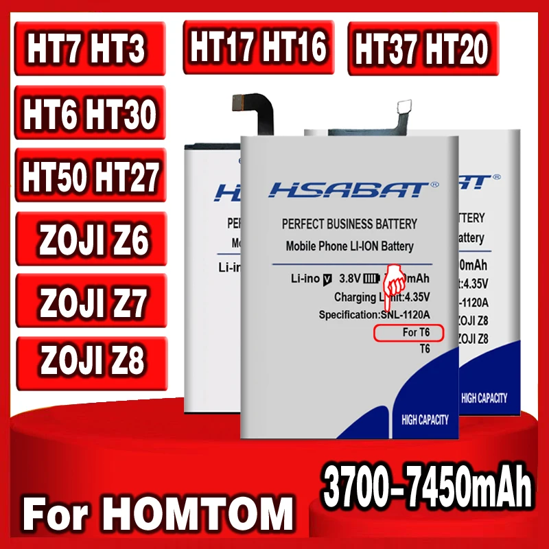HSABAT 7450mAh Baterija za HOMTOM HT37 HT20 HT17 HT16 HT7 HT3 Pro za Homtom HT6 S16 HT50 HT27 HT30 ZOJI Z6 / ZOJI Z7 / ZOJI Z8