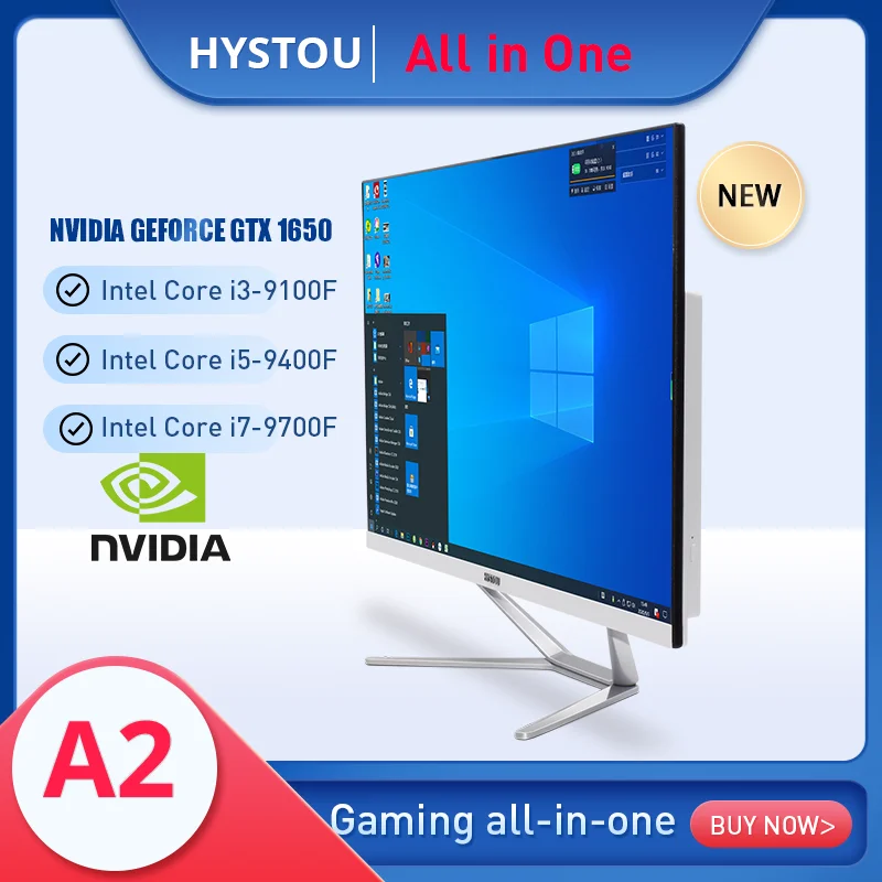 HYSTOU vse v enem PC gamer računalnika 27 palčni monitor za igre na srečo namizje i3 9100F i5 9400F i7 9700F namenske kartice GTX1650 4G velika