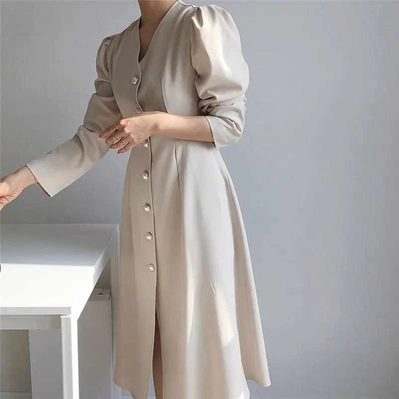 HziriP korejski Urad Dama Proti-Vrat Seksi Kratko Obleko 2020 Slim Modno Elegantna Visoko Pasu, Ženske Elegantne OL Dela Nosijo Obleke