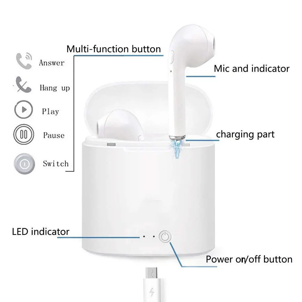 I7s Tws Brezžične Slušalke Bluetooth Slušalke Zraka Čepkov za Prostoročno uporabo v uho i9s Slušalke s Polnjenjem Polje Vsi Pametni telefon