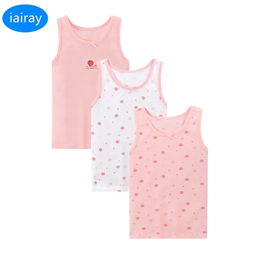 Iairay 3pcs/set dekleta telovnik otroci camisole otroci vrhovi poletje singletnega dekle spodnja roza češnja tank top brez rokavov tshirt