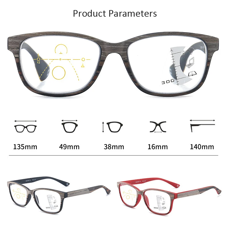 Iboode Imitacija Lesa Zrn Obravnavi Očala Progresivna Multifokalna Anti Blue Ray Presbyopic Očala Za Moške, Ženske Očala Nova