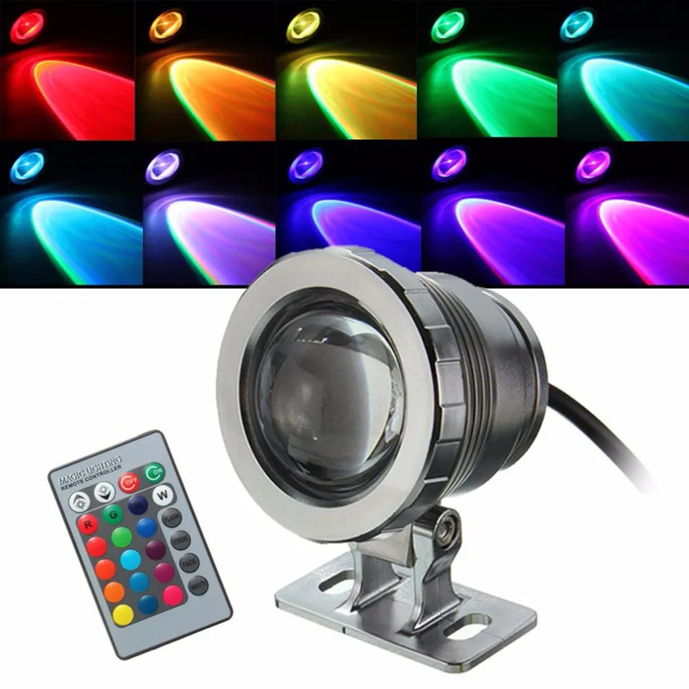 ICOCO Nepremočljiva 10W RGB LED Luči Vrt, Vodnjak, Bazen Ribnik Pozornosti Super Svetla Podvodne Luči Svetilke z Daljinskim upravljalnikom