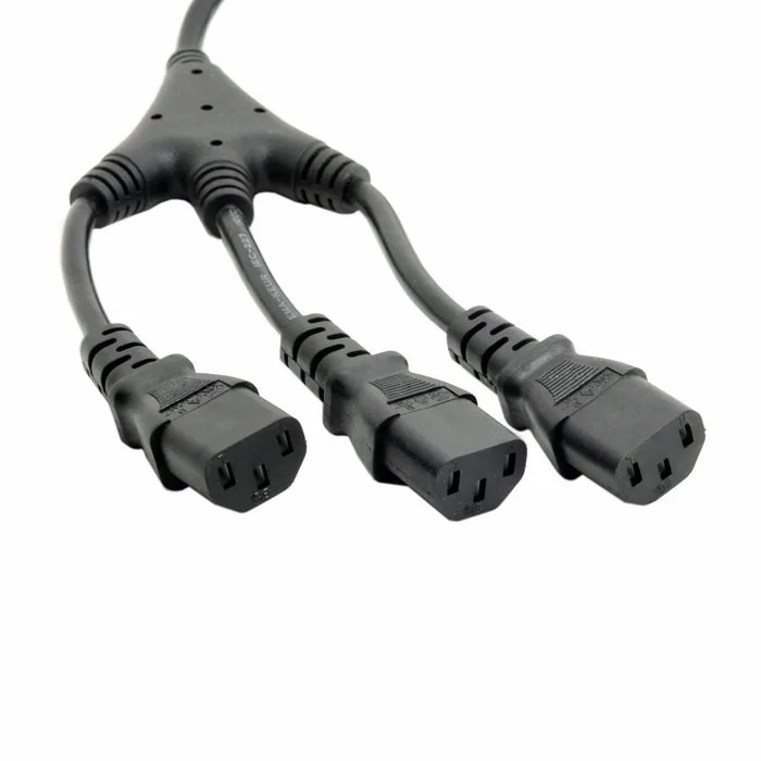 IEC C14 Moški 3 Tri IEC C13 Ženski Y Tip Splitter napajalni kabel Podaljšek Kabla 20 cm