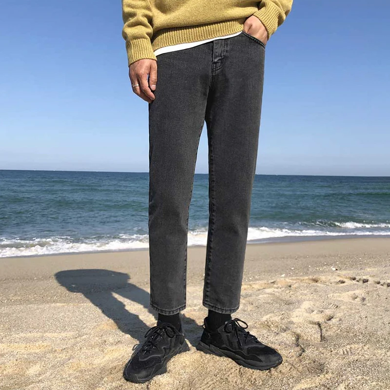 IEFB pomlad zima moške korejski black naravnost slim priložnostne traper hlače za moške črne trend jeans za moške letnik hlače 9Y4540
