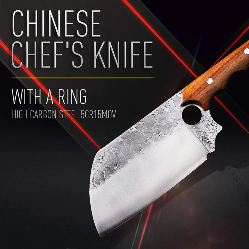 IGOODS 5 Palčni Kuhar Nož 5Cr15Mov iz Nerjavečega Jekla Sekljanje Mesa Cleaver Rezanje Zelenjave Kitajski Kuhinjski Nož Z Scabbard