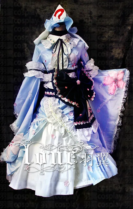 Igra Touhou Projekta Saigyouji Yuyuko Cosplay Kostum Moda Sodišče Obleko Ženski Ples Stranka Vlogo Igrajo Oblačila Po Meri-Kar Koli
