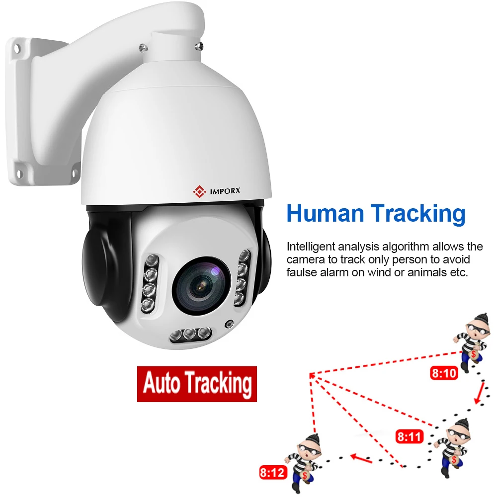 IMPORX 5MP 20X Povečava Brezžični Humanoid Priznanje Auto Tracking PTZ IP Kamero visoke LOČLJIVOSTI 2592*1944P Zidava-v Wifi Varnosti CCTV Kamere