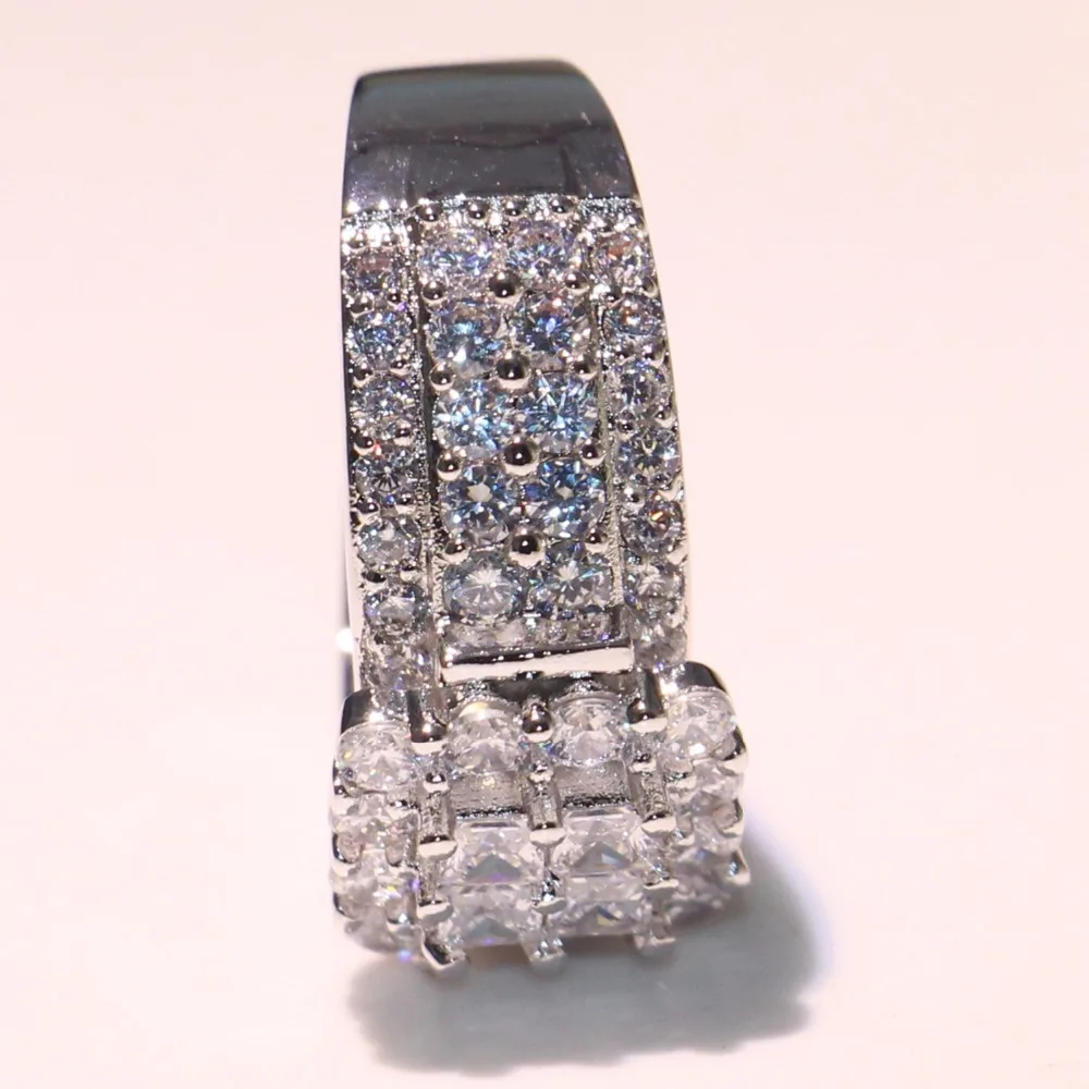 Infinity Luksuzni Nakit 925 Sterling Srebro Princesa Cut AAAAA Kubičnih Cirkonij Kvadratnih CZ Stranka Lepe Ženske Poročni prstan Prstan Darilo