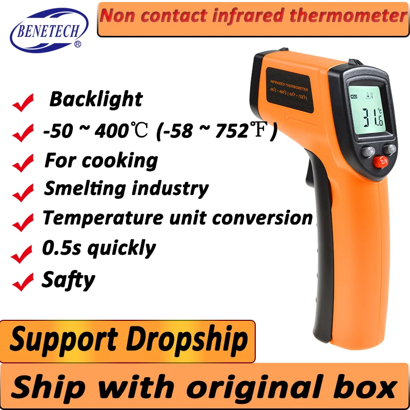 Infrardeči Termometer (Ne za Človeško) Temperatura Pištolo brezkontaktno Digitalni Pyrometer Laserski Termometer-58℉, da 716℉ (od -50 do 380℃)
