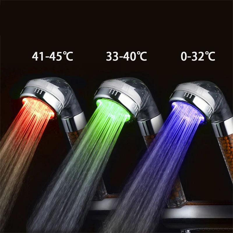 Inghoo Barve Anion Tuš Glavo RGB Filtrirane Vode Temperatura Senzor za Nadzor Zdravo Roko Držite Spa Kopel Šoba LED Luči Noč