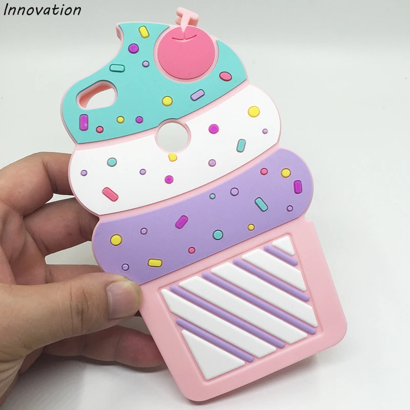 Inovacije 3D Cute Sweet Sladoled Oblikovan Mehak Silikonski Kavčuk Hrbtni Pokrovček Telefona Primeru Za Huawei P8 Lite 2017 Capa P9 Lite 2017