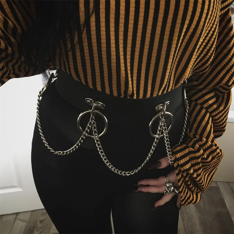 InstaHot Black PU Veriga Obroč Pasu Ženske Pribor Gothic Seksi Girdle Clubwear Nastavljiv Slim Umetno Usnje, Modni Ženski 2018