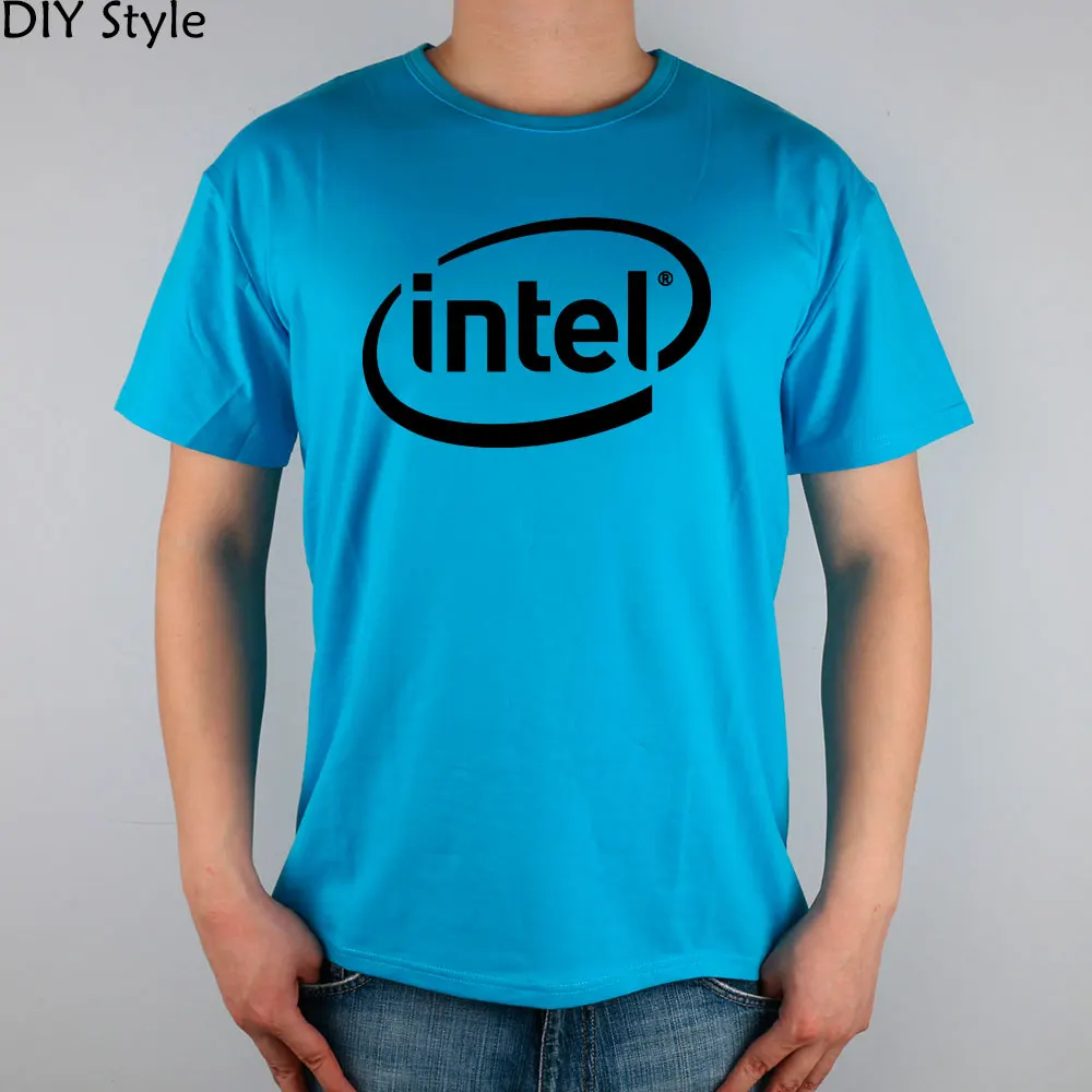 Intel T-shirt Vrh Lycra Bombaž majica s kratkimi rokavi Moški