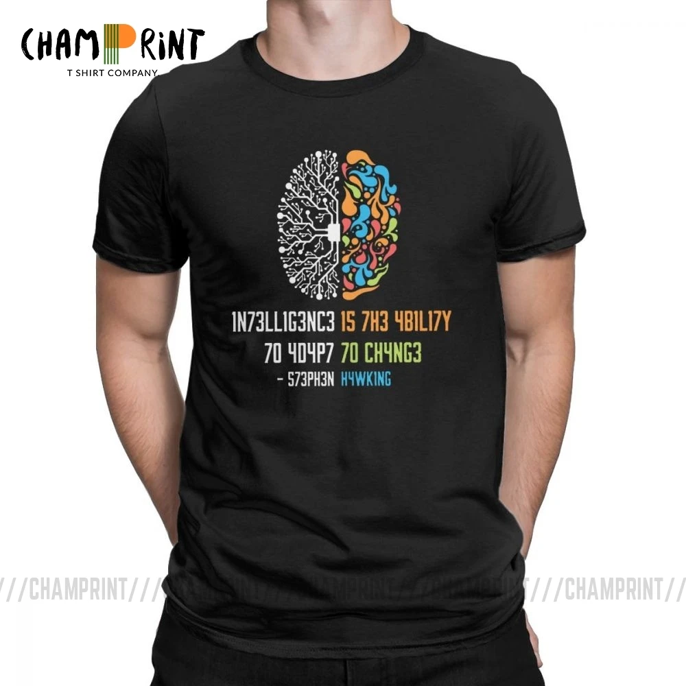 Inteligenca T Shirt za Moške Inteligenca Je Sposobnost Prilagajanja Na Spremembe Znanost Vrhovi Vintage T-Majice Cotton Tee Majica