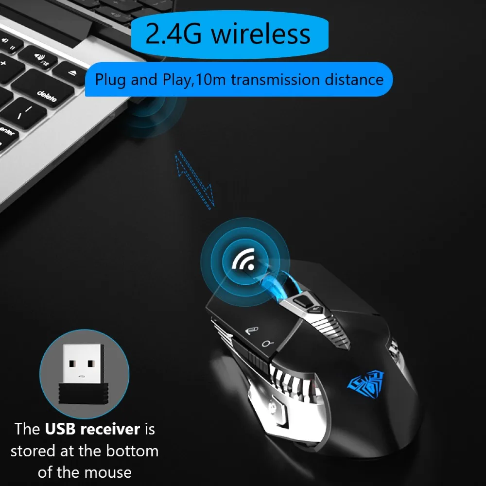 Inteligentni Glas Miško, Glas V Besedilo, AULA 2.4 G Brezžična Polnilna MIŠI z USB za Igre Urad