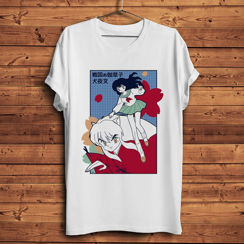 Inuyasha kagome smešno anime t-shirt homme poletje nova bela kratek sleeve majica s kratkimi rokavi moški priložnostne manga tshirt unisex ulične