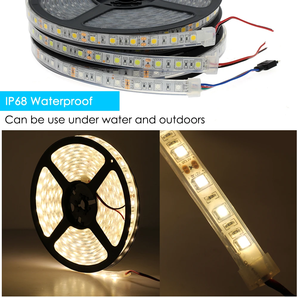 IP67 IP68 Vodotesen LED Trak 5050 DC12V LED Luči za Outdoor & Podvodni Silikonsko Cev LED Trakovi, RGB Svetlobe Bela Topla Bela