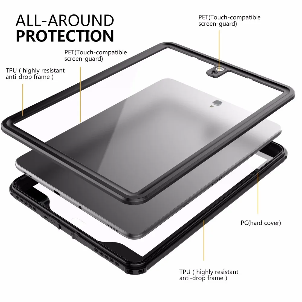 IP68 Vodotesno Ohišje Za Samsung Tab Galaxy S3 Primeru Potapljanje 360 Celotno Telo Krepak Zaščitna torbica za Tab Galaxy S3 9.7 palčni 2017