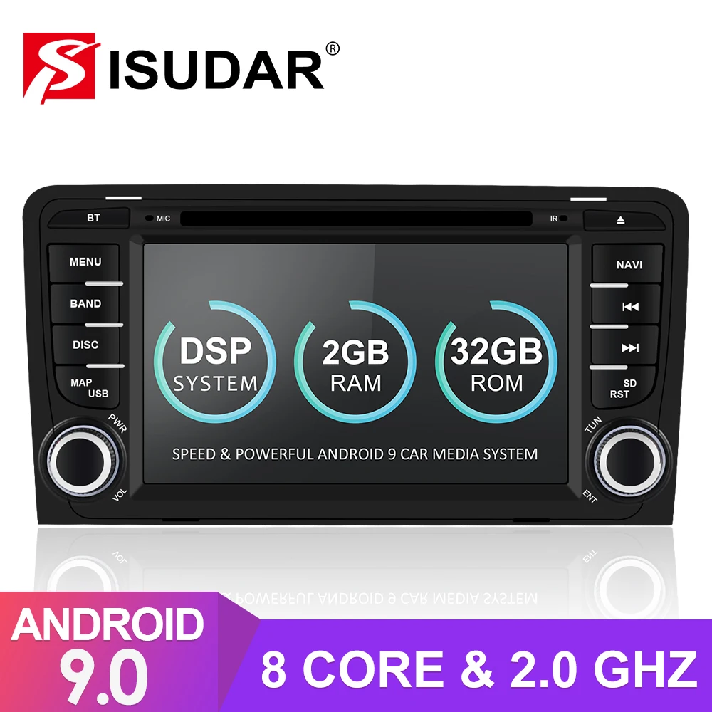 Isudar 2 Din Auto Radio Android 9 Za Audi/A3/S3 2002-2013 CANBUS Avtomobilske Večpredstavnostna Video DVD GPS Jedro Octa ROM 32 G USB DVR DSP DSP
