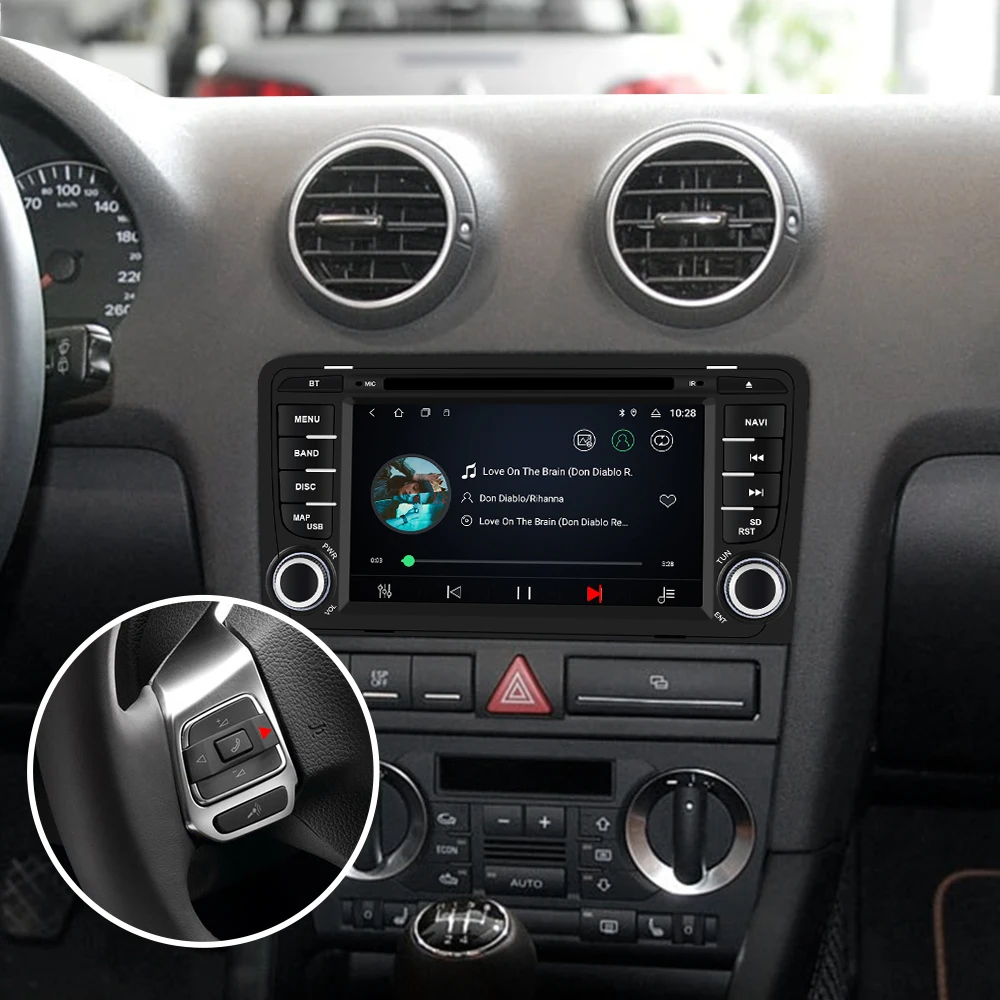 Isudar 2 Din Auto Radio Android 9 Za Audi/A3/S3 2002-2013 CANBUS Avtomobilske Večpredstavnostna Video DVD GPS Jedro Octa ROM 32 G USB DVR DSP DSP