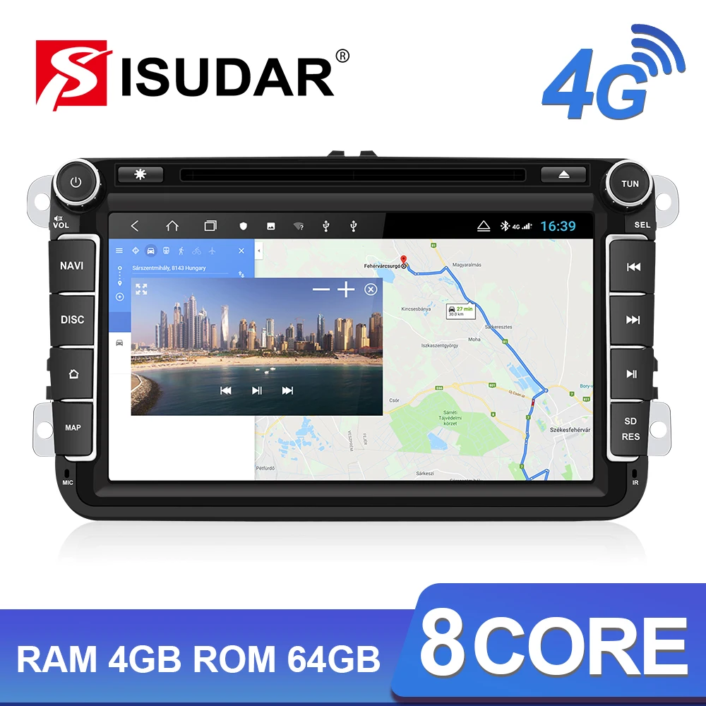 Isudar H53 2 Din 4G Android Avto Radio Večpredstavnostnih Za VW/Volkswagen/POLO/Golf/Škoda/Sedež/Leon/PASSAT B6 Auto GPS, Kamera, USB DVR