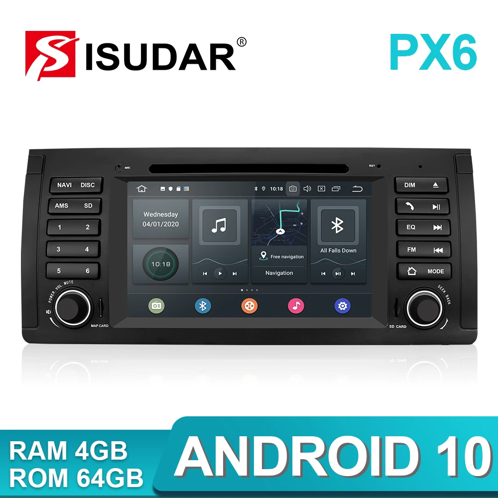 Isudar PX6 1 Din Android 10 Avto Multimedijski predvajalnik, GPS DVD Auto Radio Za BMW X5 E53 64GB 4GB RAM ROM Wifi Radio MirrorLink DSP
