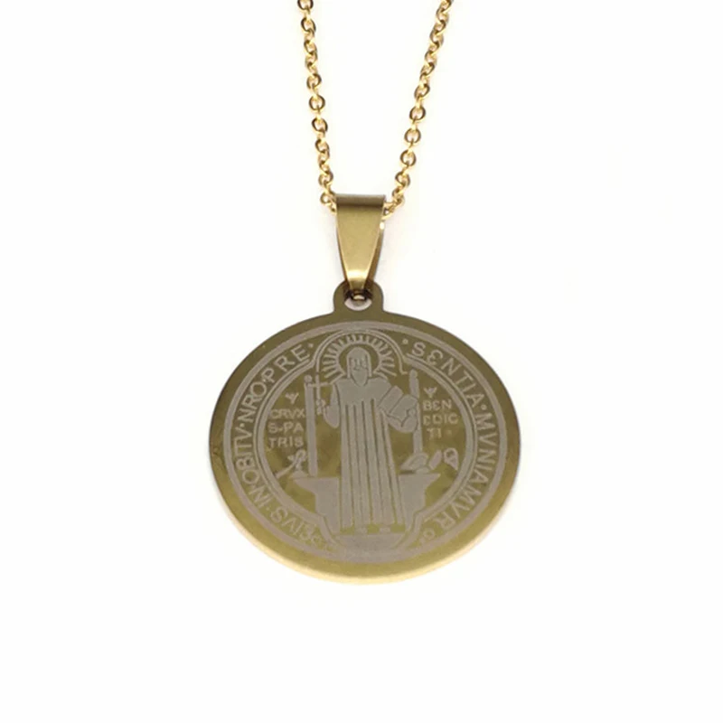Iz Nerjavečega Jekla San Benito Medaljo za Obesek Za Nakit, Izdelava Jekla/Zlata Sveti Benedikt Iz Nursia Čar Debelo 10pcs