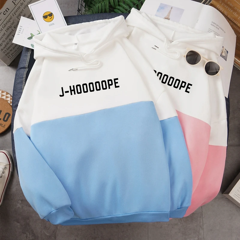 J-Upam, Hoodie KPOP hoodies Bangtan Fantje, j-hoooope J-HOOOOOPE Prevelik Ženske hoodie korejski Harajuku Mozaik Majica