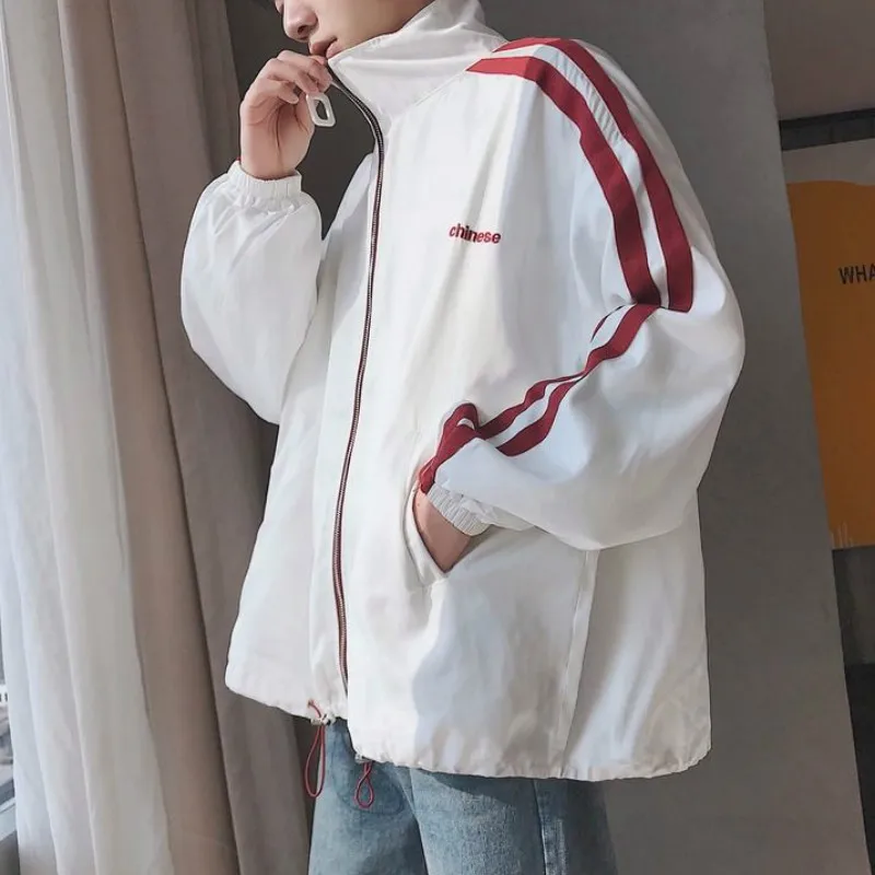 Jakna Moški Prosti čas Zadrgo Svoboden Pismo korejski Ulične Visoke Mode Mens Jopiči in Coats Vrh Kakovosti Moških Hip Hop Oblačila