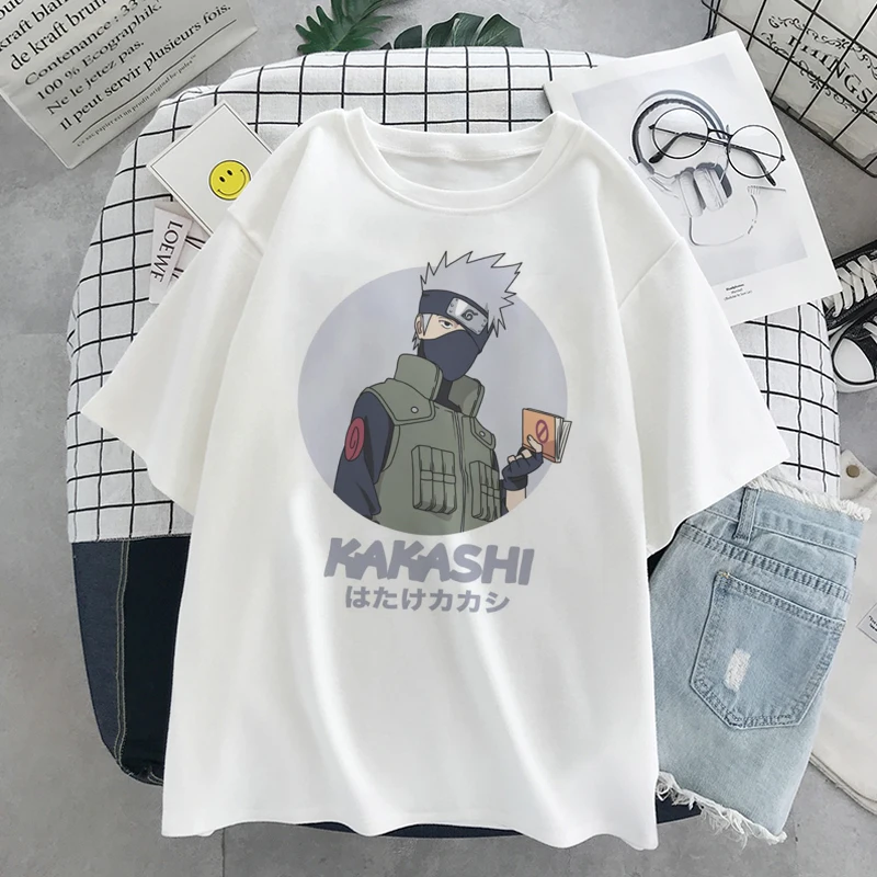 Japonski Anime TShirt Sasuke Kakashi Naruto Moda Smešno Risanka Ženske T-shirt Priložnostne Kul Ulične Tshirt Hip Hop y2k vrhovi