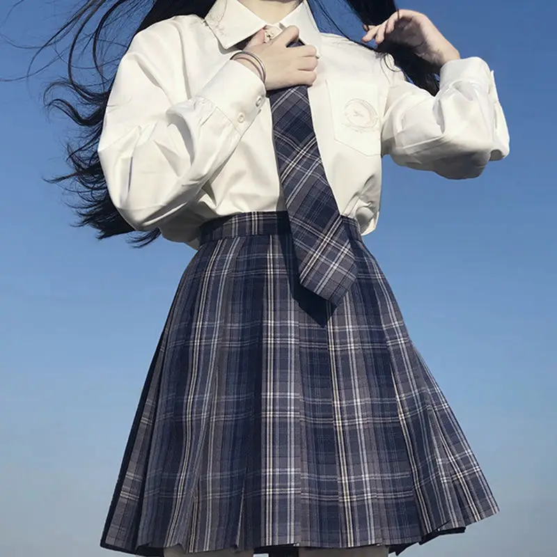 Japonski Jeseni JK Enotno Ženske Majica Vezenje Priložnostne Dolgimi Rokavi Plus Velikost Svoboden Sladko Ulzzang Vrhovi Preppy Šifon Bluze