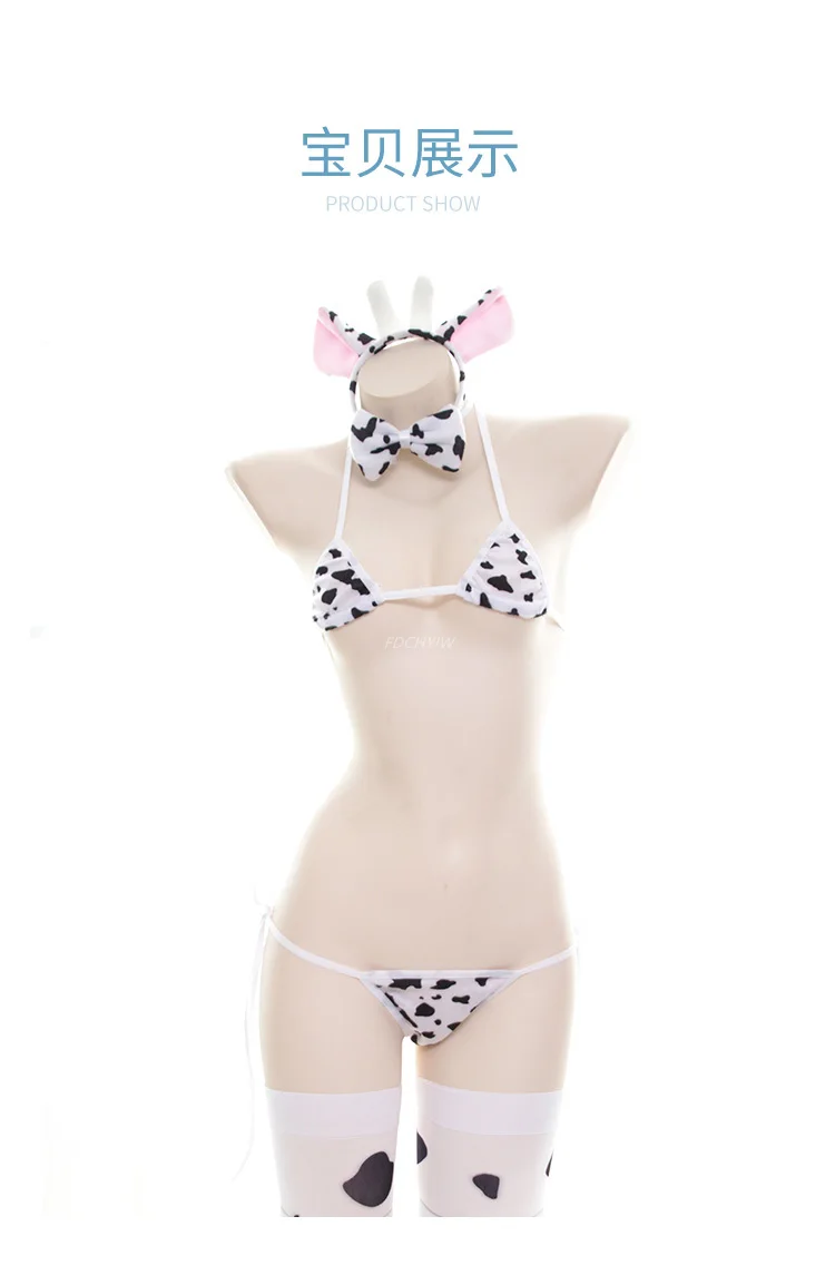 Japonski Krava Enotno Seksi Micro Bikini Kopalke Ženske Erotično Perilo Porno Kostume Lolita Ljubezen Živi Cosplay Kopalke Bikini