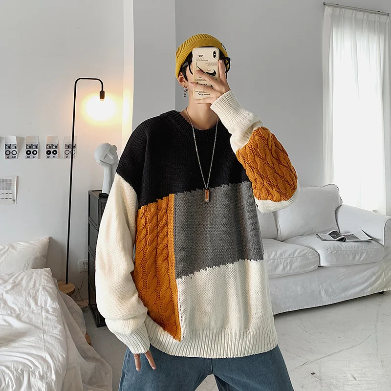 Japonski leni slog šivi pulover spomladi, jeseni in pozimi korejski moda ohlapen pulover ins osebno pulover