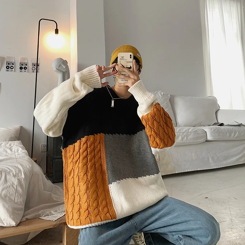 Japonski leni slog šivi pulover spomladi, jeseni in pozimi korejski moda ohlapen pulover ins osebno pulover