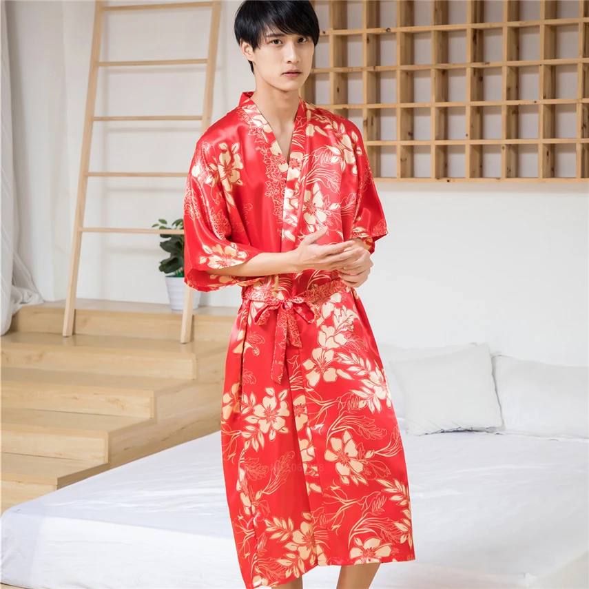 Japonski Tradicionalni Oblačila za Nekaj Žensk, Moških Azijskih Zlati Natisnjeni Kimono Cardigan Fashion Sleepwear Pižamo Yukata Robe