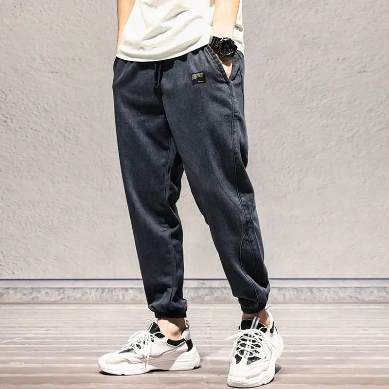Japonski Vintage Moda Za Moške Kavbojke, Črno Ohlapno Fit Denim Tovora Hlače Širok Noge Harem Hlače Ulične Hip Hop Kavbojke Moški Joggers
