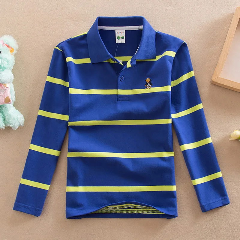 Jargazol Dolg Rokav Polo Majice Otroci Proge Vrhovi Baby Boy Šport Polos Risanka Vezenje Cotton Tee Rokavi Najstniki Kostum