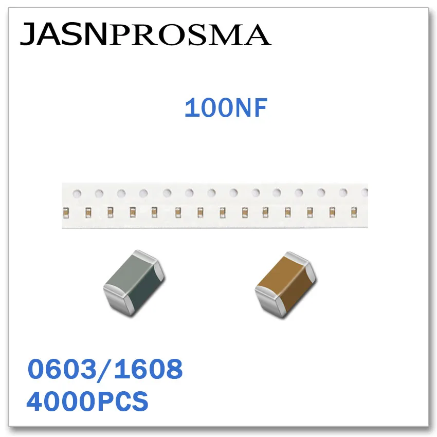 JASNPROSMA 4000PCS 0603 1608 X7R Y5V RoHS 25V 50V 10% 20% 100NF 104 SMD Visoke kakovosti Kondenzator K Z Novo blago za 0,1 UF