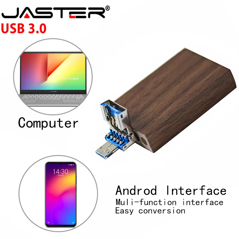 JASTER lesene foto album USB 3.0 pomnilniški ključek pendrive 4GB 32GB 64GB 128GB U disk fotografija darilo 2 v 1 vmesnik brezplačno LOGOTIP
