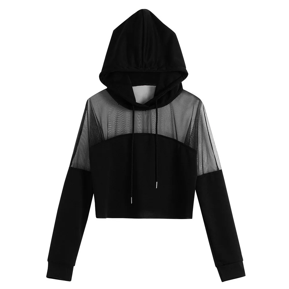 JAYCOSIN Bohemia hoodies ženske plus velikost vrh Preprosto Trdno Long Sleeve Hooded Majica odrezana majica ženske Harajuku nova moda