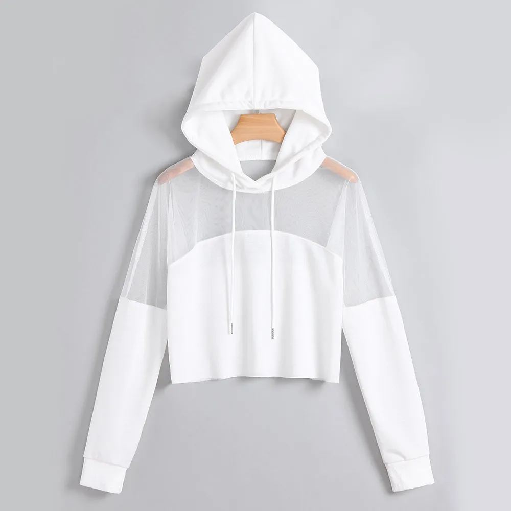 JAYCOSIN Bohemia hoodies ženske plus velikost vrh Preprosto Trdno Long Sleeve Hooded Majica odrezana majica ženske Harajuku nova moda