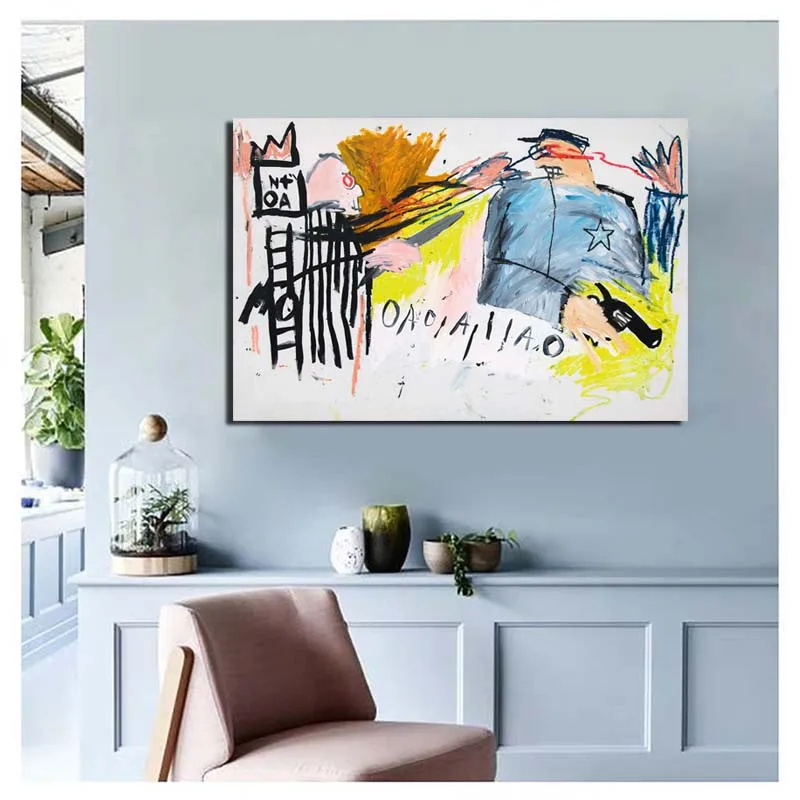 Jean-Michel Basquiat Grafiti Platno Barvanje, Tiskanje Dnevna Soba Dekoracijo Doma Moderne Stenske Umetnosti Oljna Slika, Slike, Plakati,