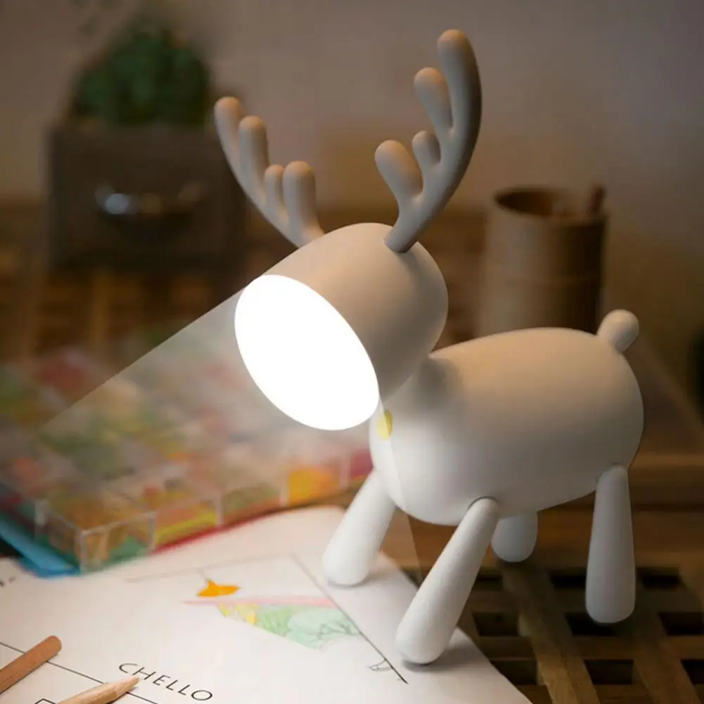 Jelenov Elk Jelena Rotacijski Noč Svetlobe Rep Nastavljiv Čas USB Lučka Otroci Soba Dekor Namizno dekoracijo Božični lučka