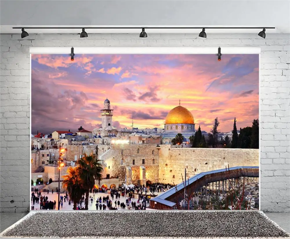Jeruzalem, Mesto Luči Sunset Dome Rock Geografija Rojstni Fotografija Ozadje Za Foto Studio